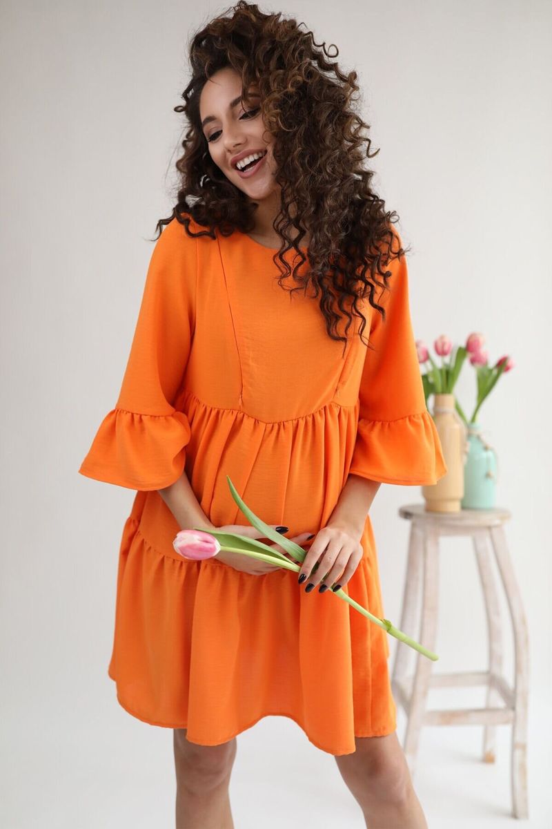 Платье для беременных и кормящих оранжевое