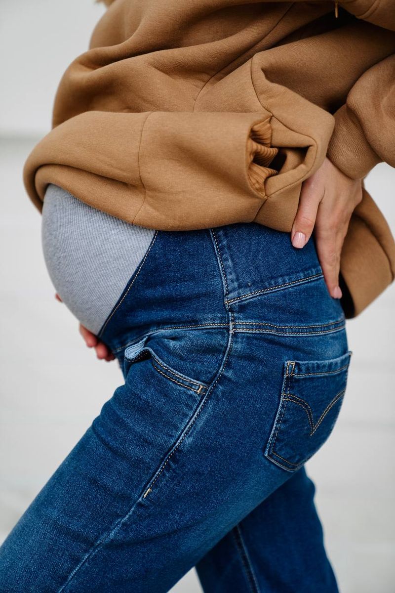 Стильні джинси для вагітних з високою талією, синий, 36