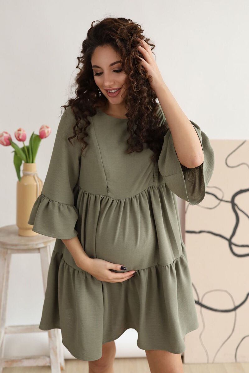 Сукня для вагітних і годуючих оливкова