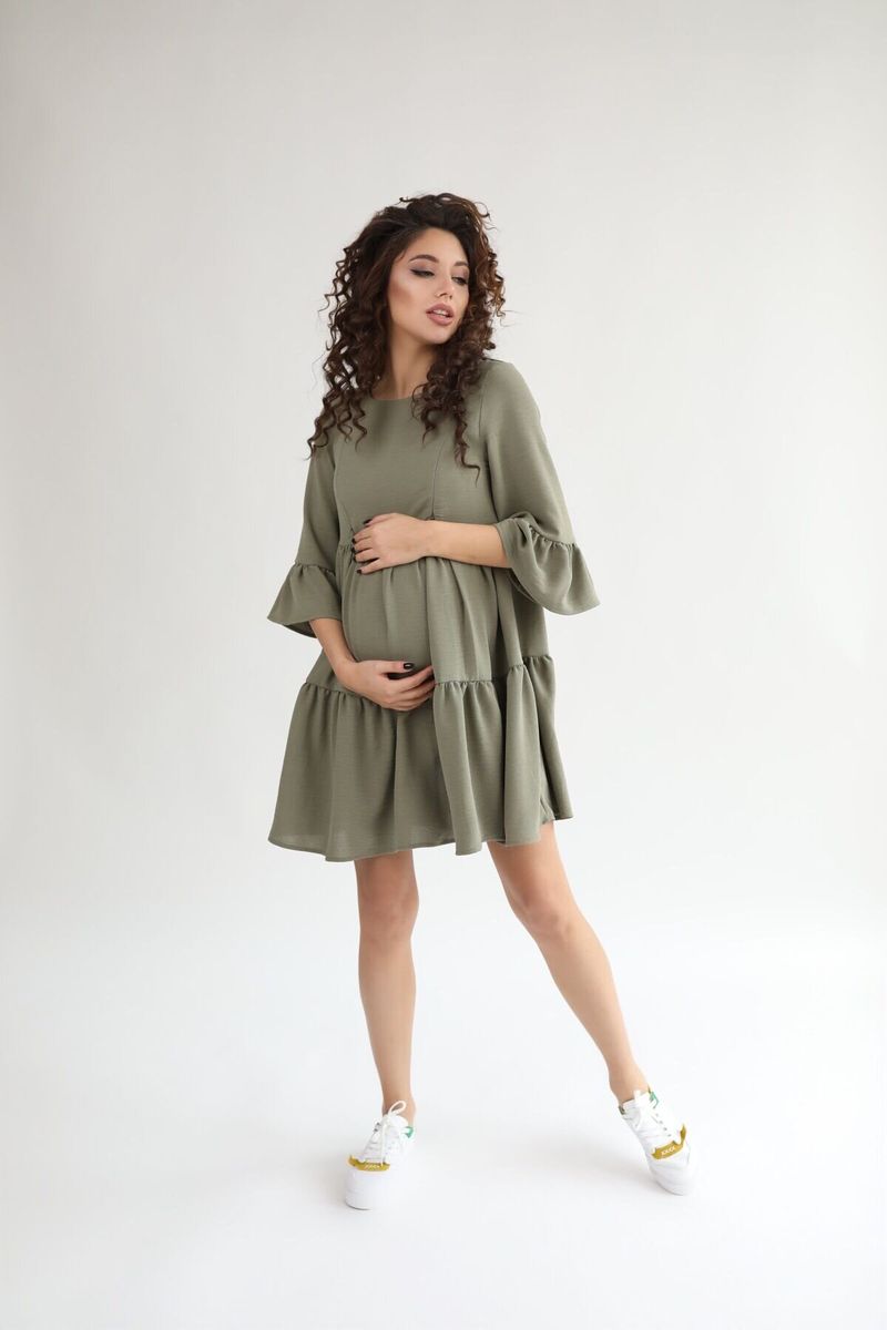 Сукня для вагітних і годуючих оливкова