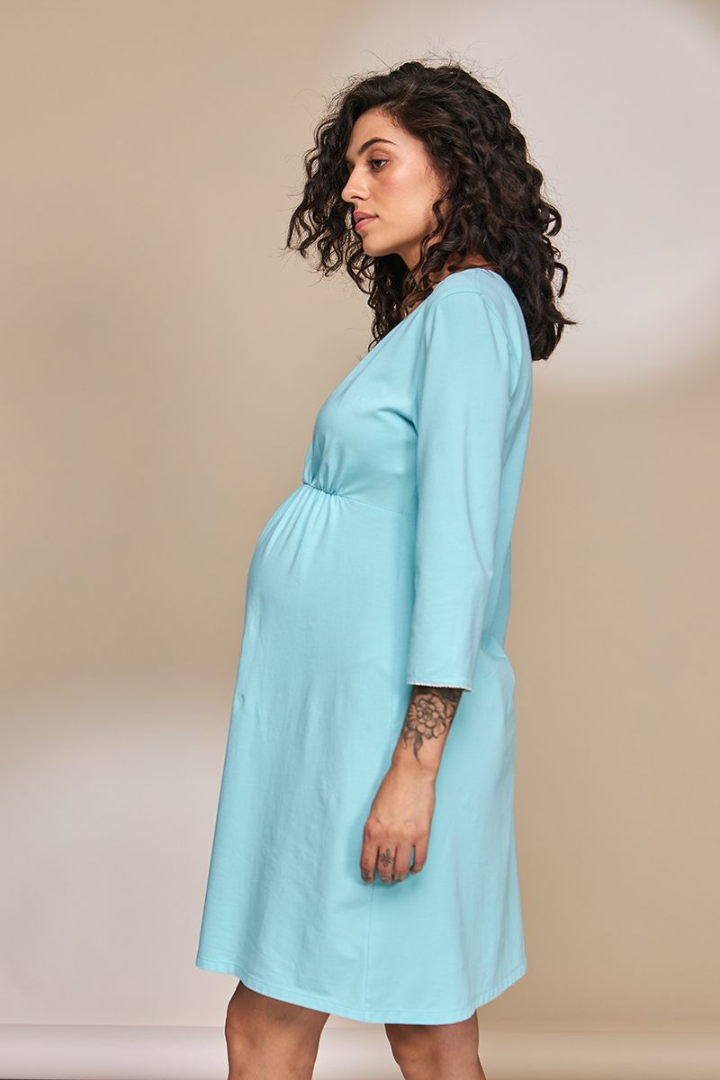 Нічна сорочка для вагітних та годуючих ALISA NW-1.5.6, Бирюзовый, S, 90,5 см, 44,5 см, 88 см, 97 см, 113,2 см