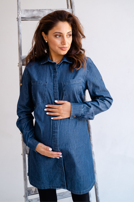 Блуза костюм для беременных синяя