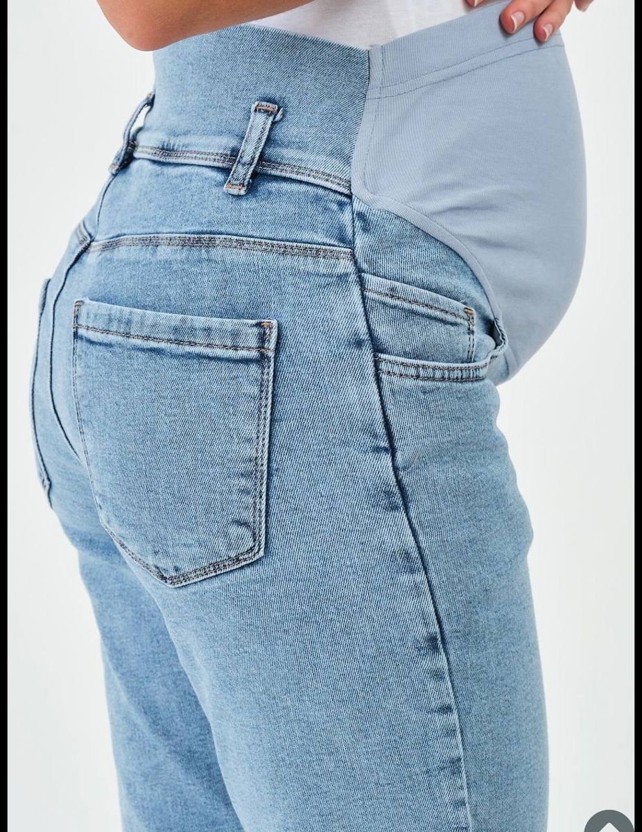 Прямые джинсы для беременных., Голубой, 38