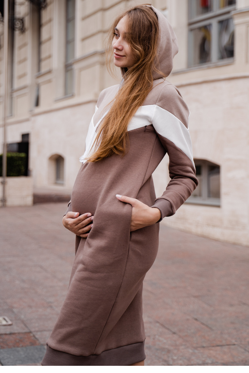 Платье для беременных и кормящих коричневое