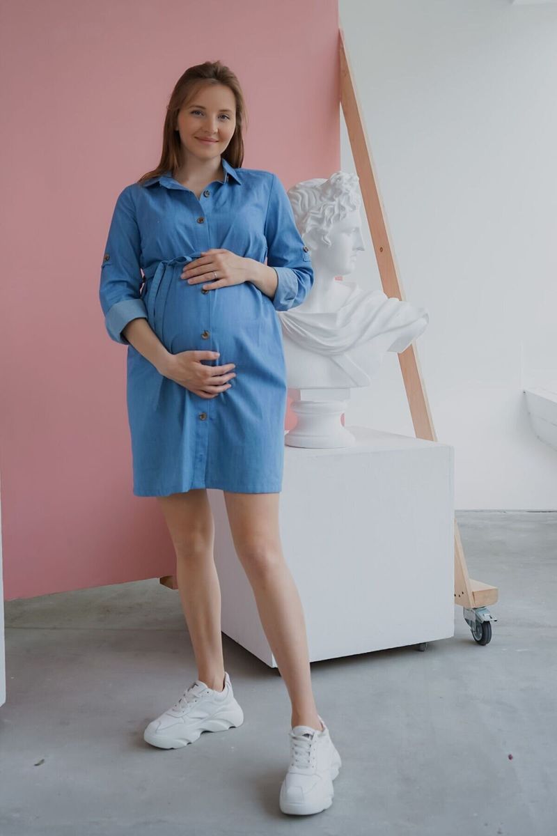 Платье для беременных голубое