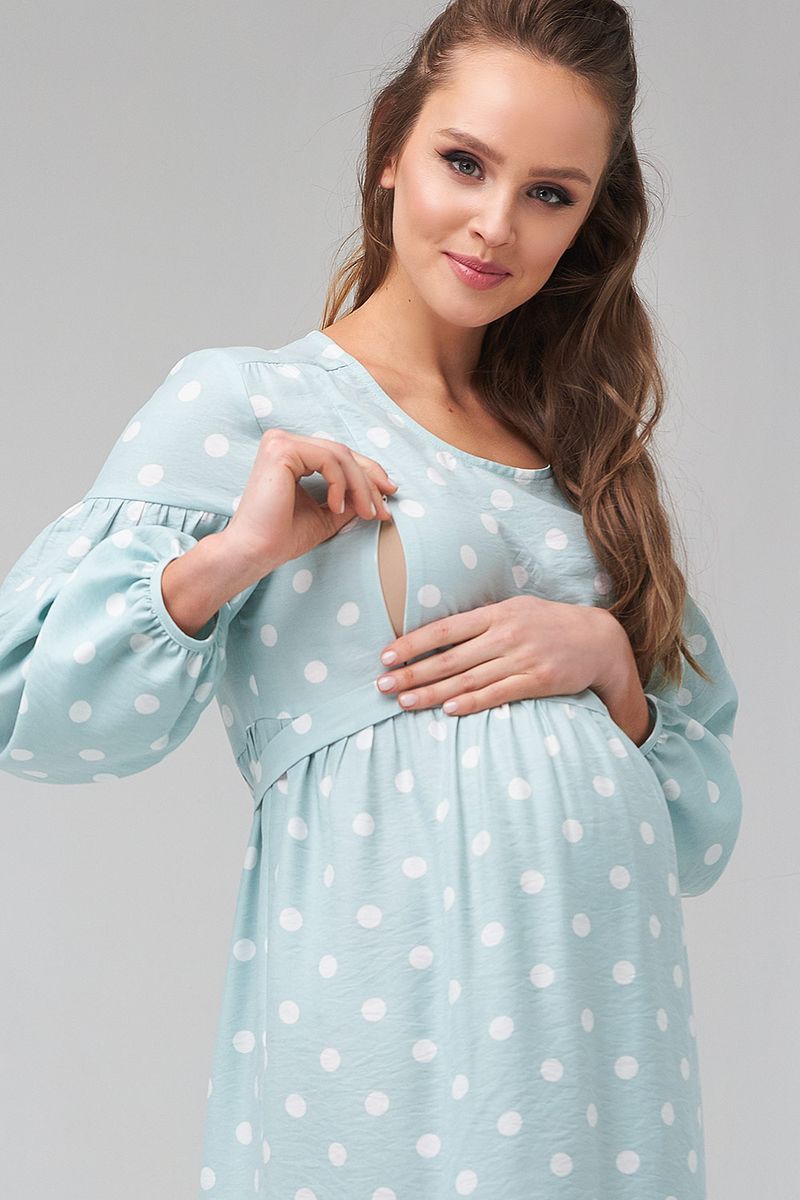 Платье для беременных и кормящих мятное