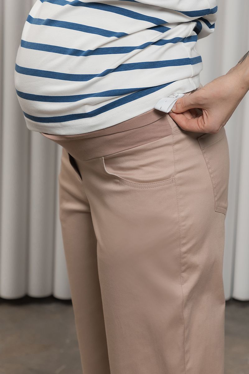 Свободные брюки МОМ для беременных из стрейчевого коттона SHELDON TR-24.011, S, 66,5 см, 78 см, 95 см