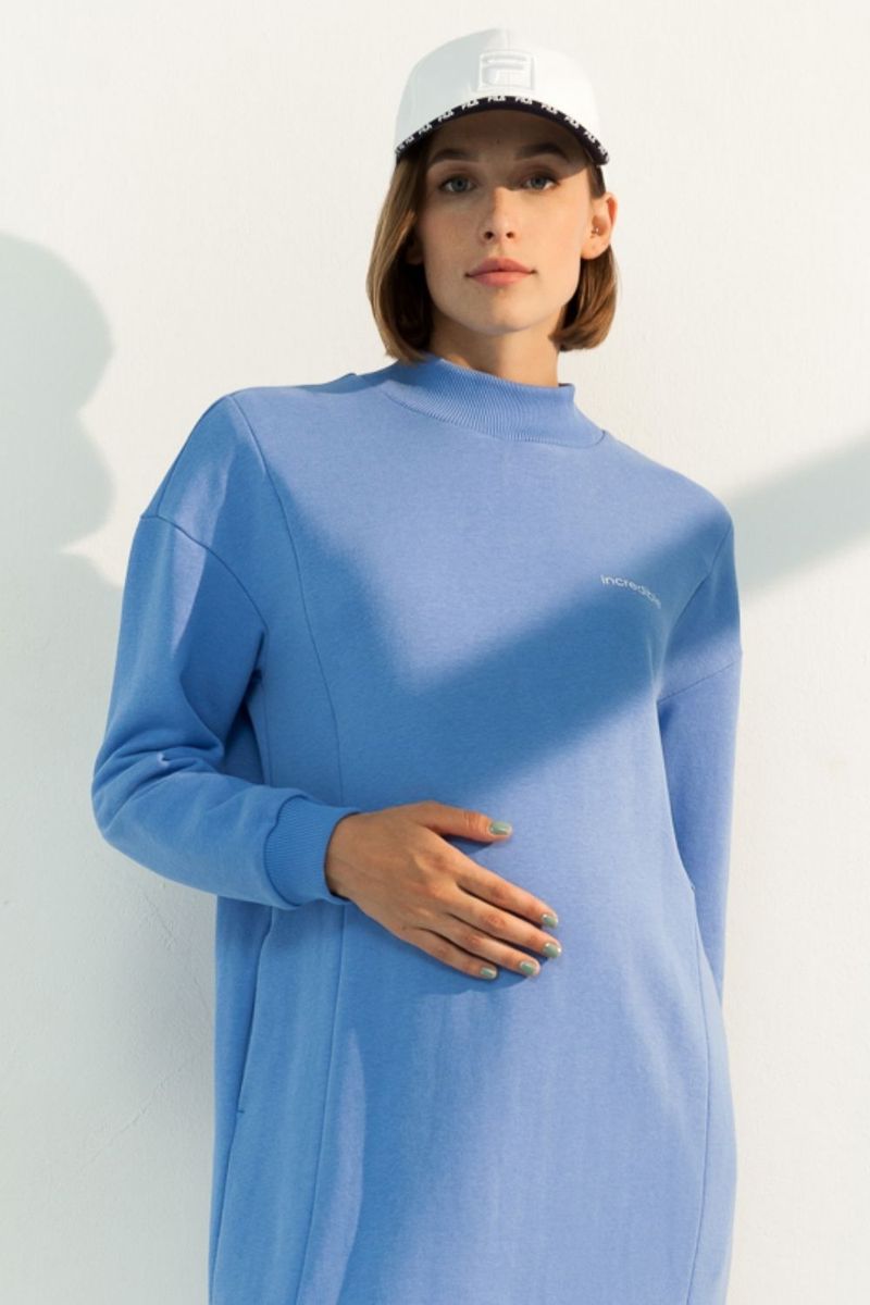 Сукня для вагітних та годуючих блакитна