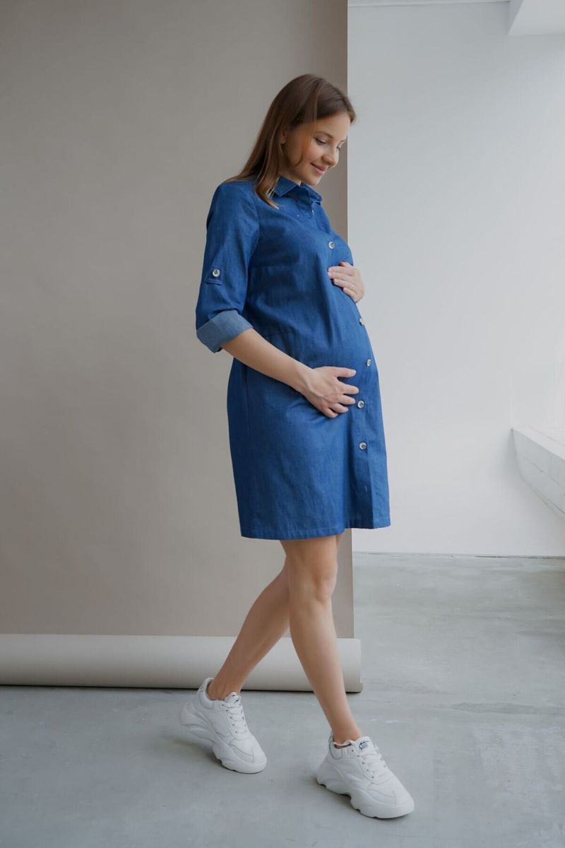 Платье для беременных синее