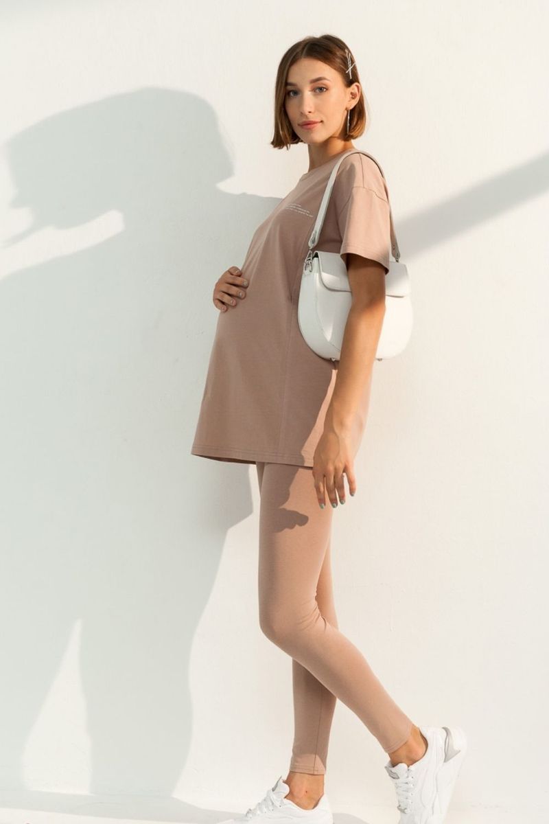 Спортивный костюм для беременных и кормящих бежевый