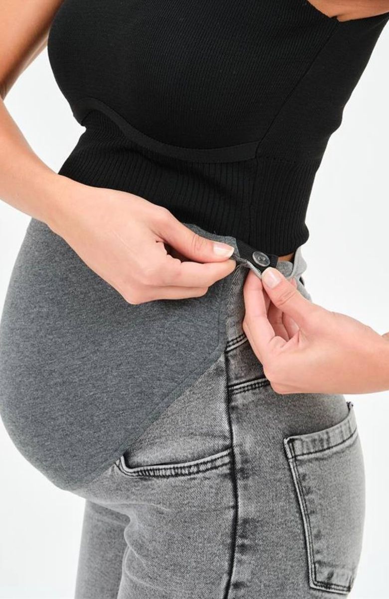 Прямые джинсы для беременных., Тёмно-серый, 38