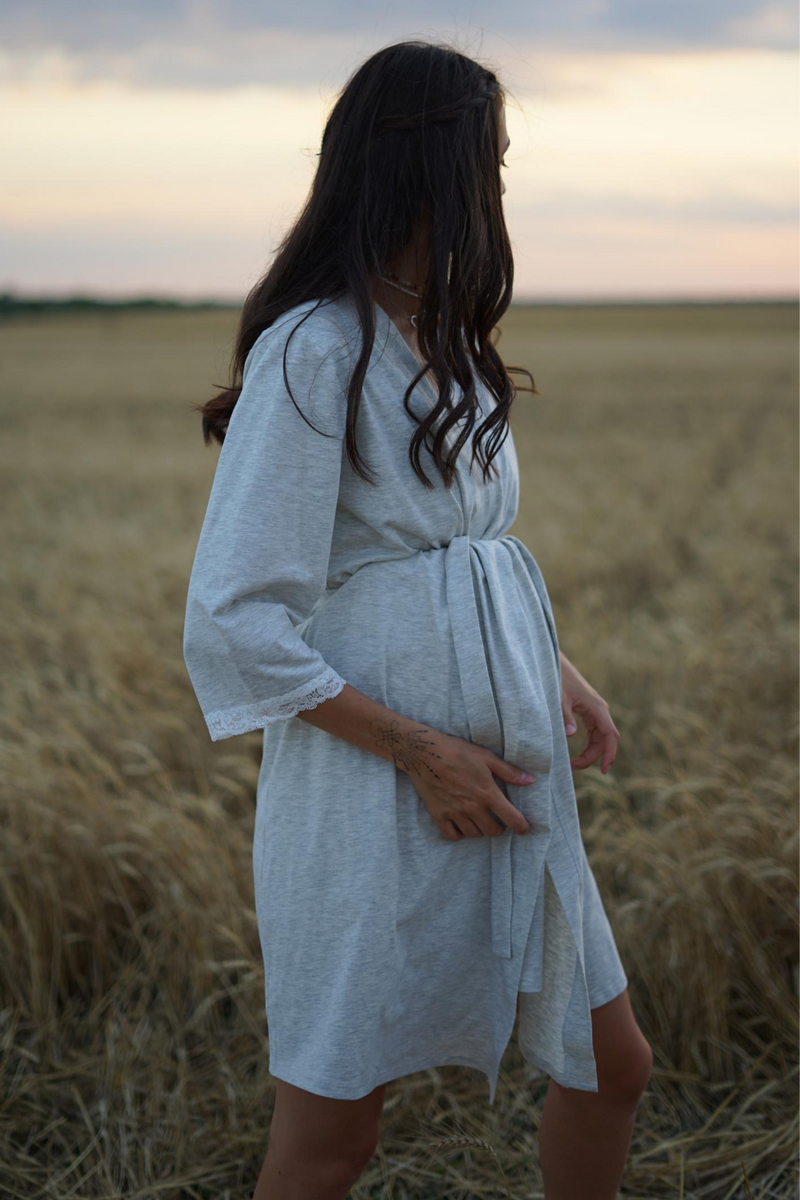 Халат для беременных серый