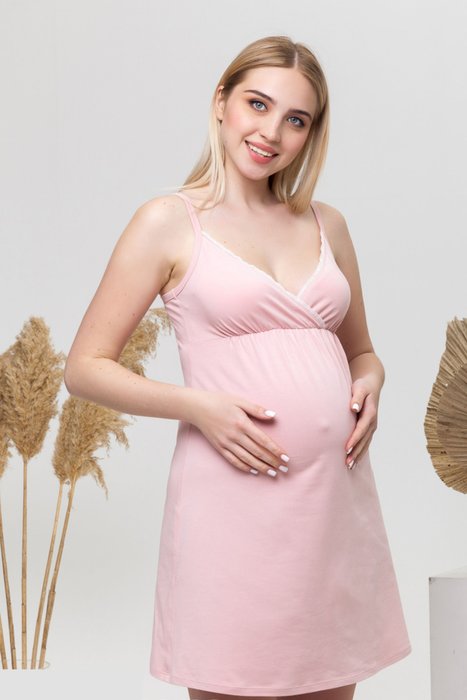 Ночная рубашка для беременных и кормящих розовая