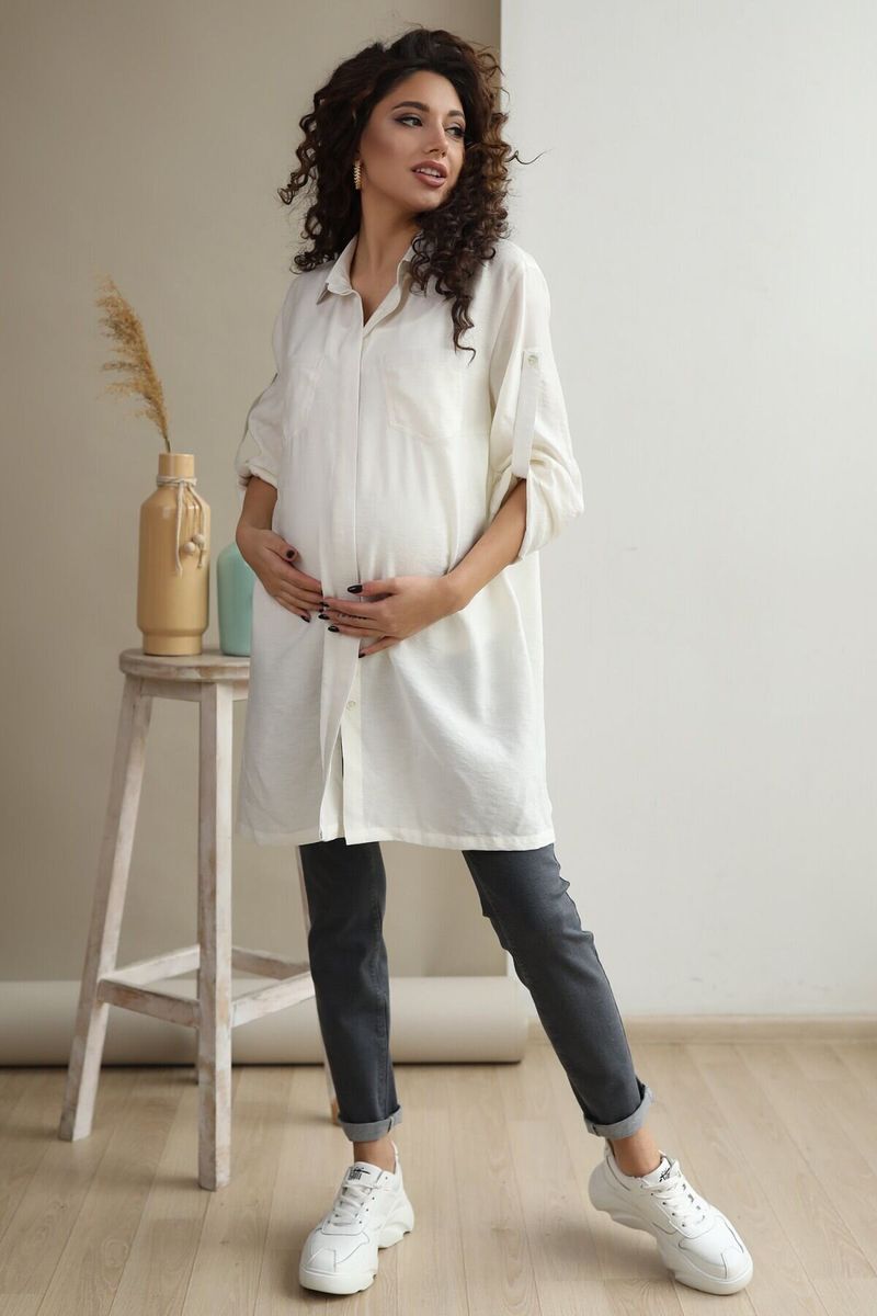 Блуза (рубашка) для вагітних кремова
