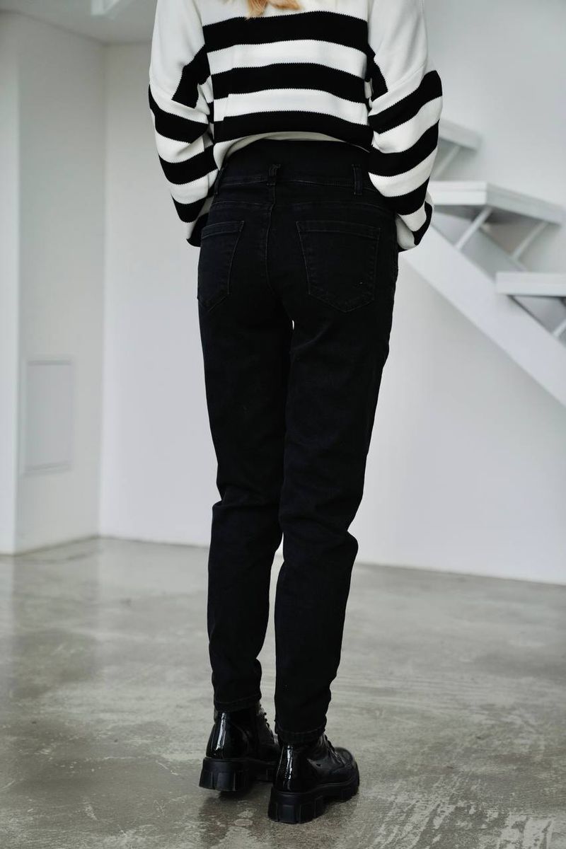 Стильні джинси МOM для вагітних, Чорний, 36
