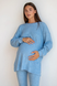 Костюм: джемпер oversize и лосины для беременных и кормящих голубой