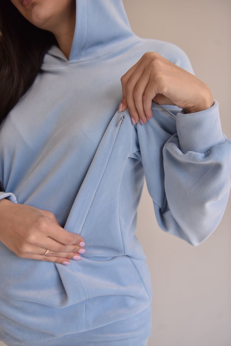 Спортивный костюм для кормления и беременных голубой, Голубой, S