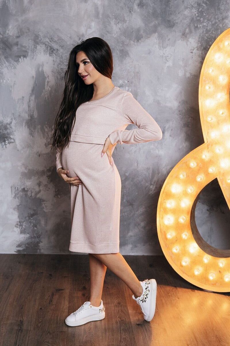 Платье для беременных и кормящих розовое