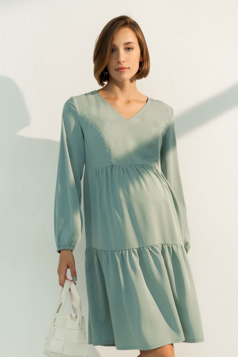 Платье для беременных и кормящих оливковое