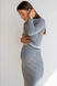 Костюм: топ с длинным рукавом и юбка миди для беременных и кормящих серый