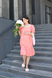 Платье для беременных и кормящих персиково-розовое