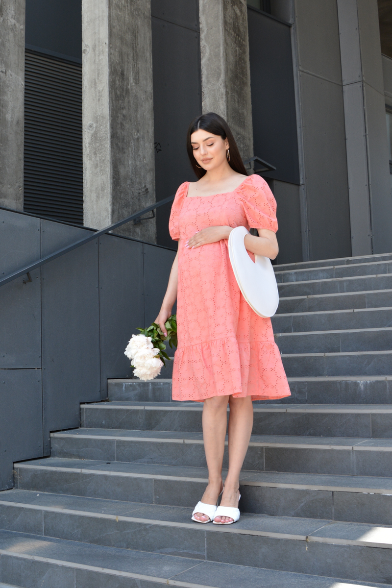 Сукня для вагітних та годуючих персиково-рожева