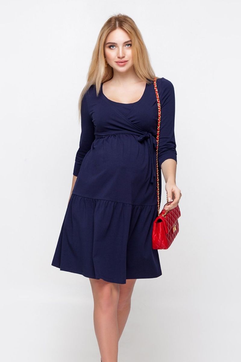 Платье для беременных и кормящих синее