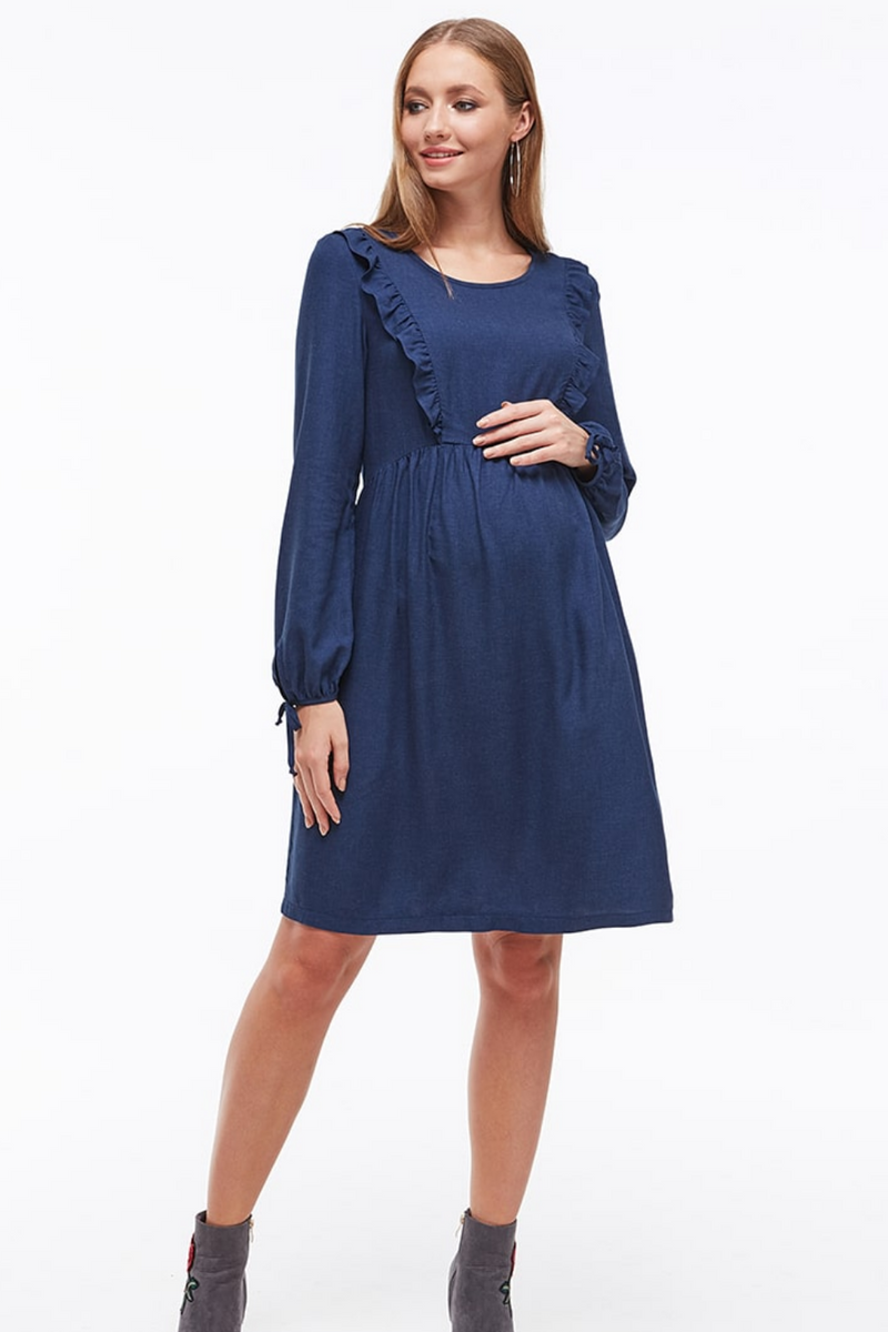 Сукня для вагітних і годуючих синя