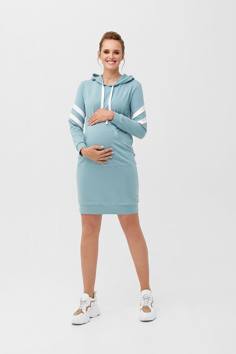 Платье для беременных и кормящих голубо-зелёное