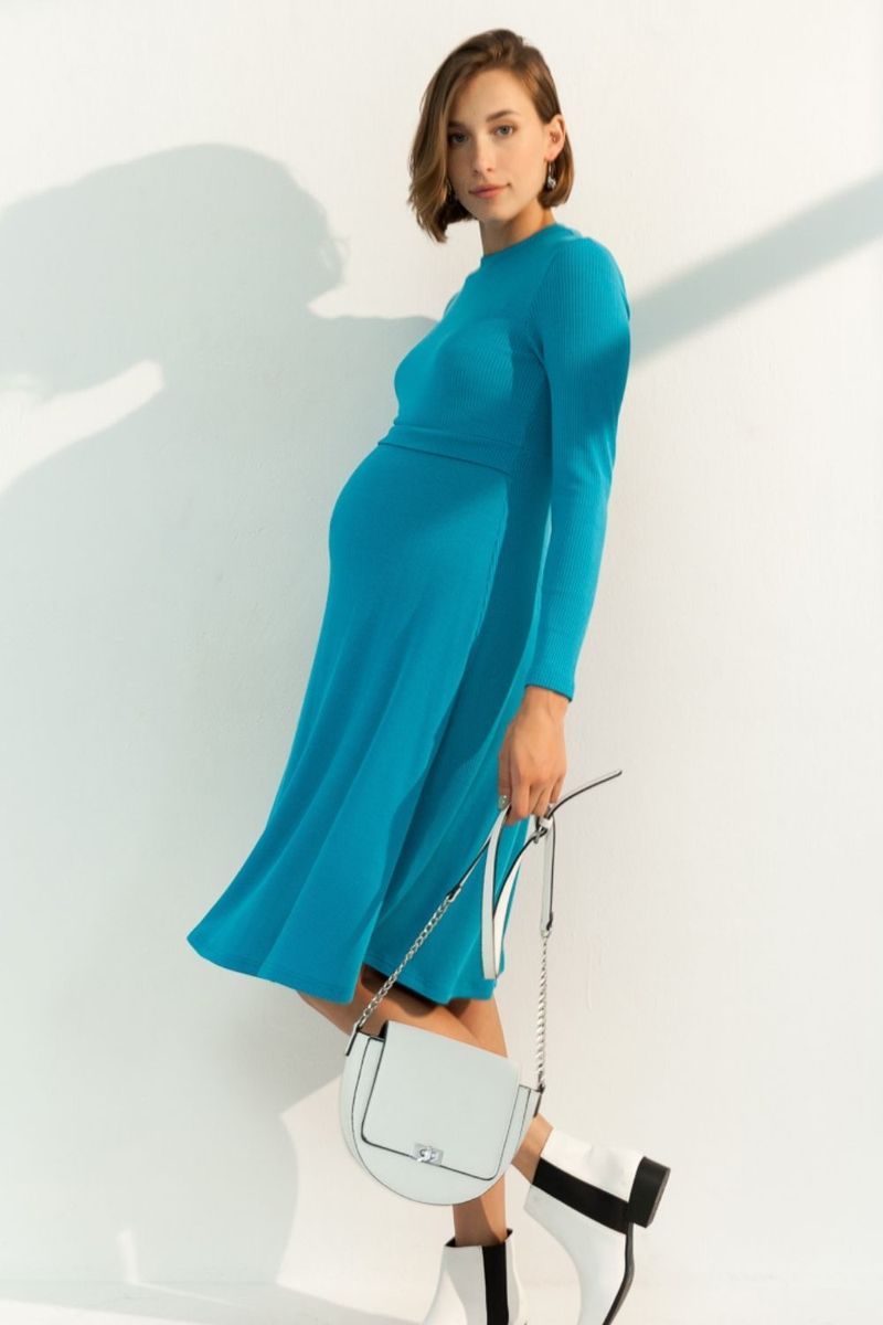 Сукня для вагітних і годуючих блакитна