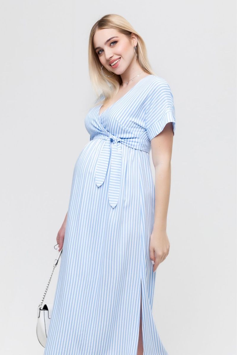 Платье для беременных и кормящих голубое