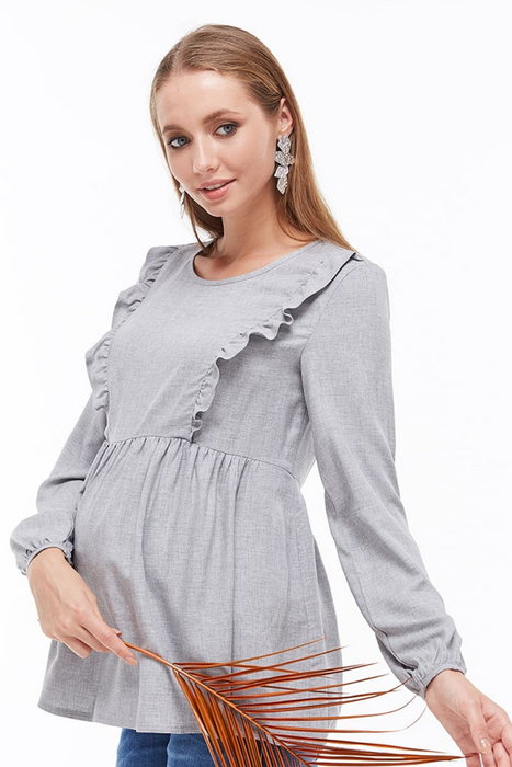 Блуза для беременных и кормящих серая
