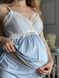 Хлопковый комплект для беременных и кормящих с кружевом, Голубой, S