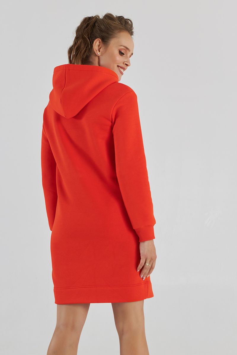 Сукня-худі для вагітних і годуючих на флісі помаранчева