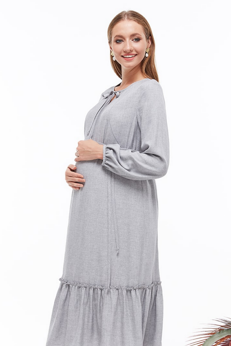 Сукня для вагітних і годуючих сіра