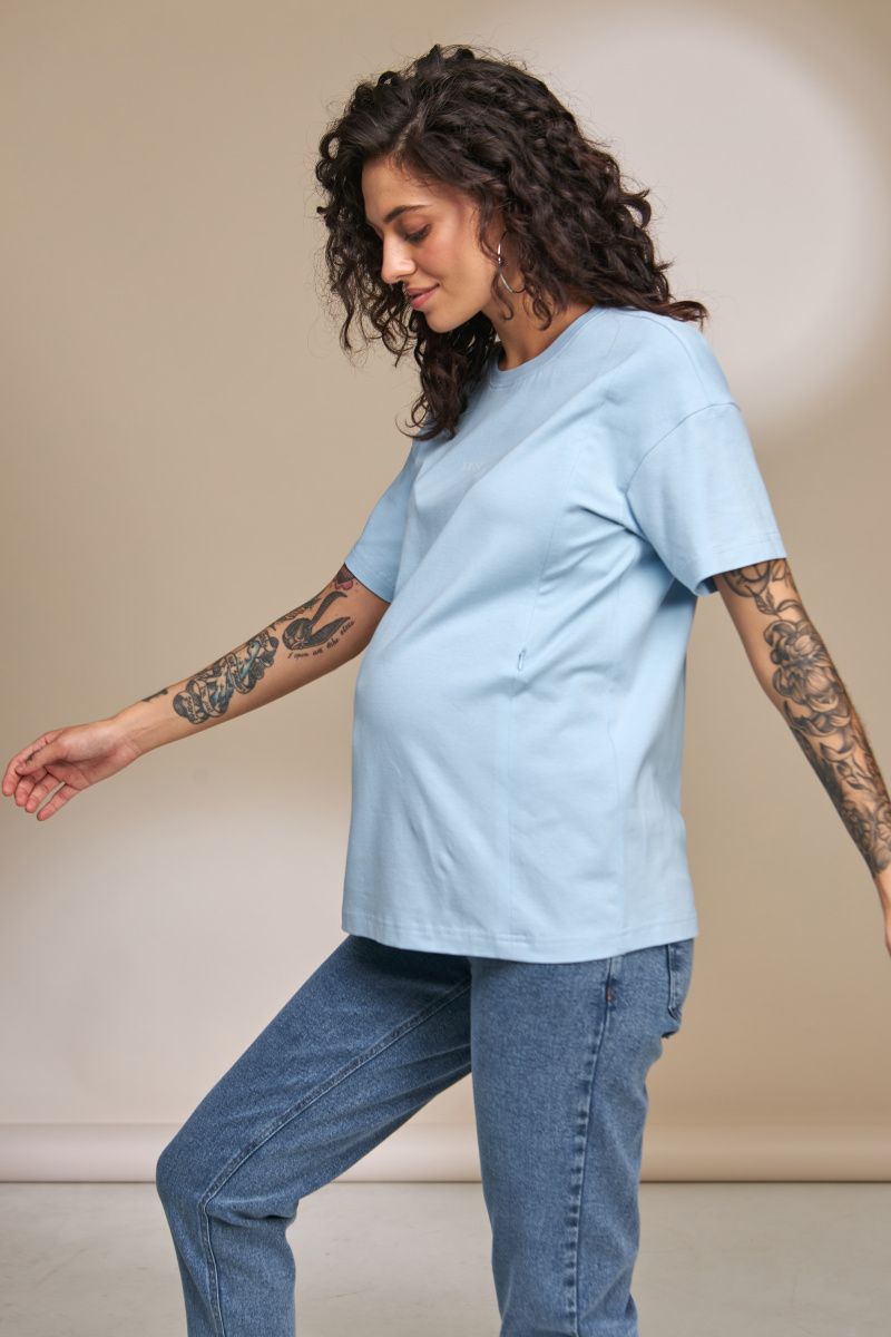 Стильная трикотажная футболка для беременных и кормящих MUSE NR-33.013, S, 62,5 см, 15,0 см, 102 см, 103,2 см, 104 см