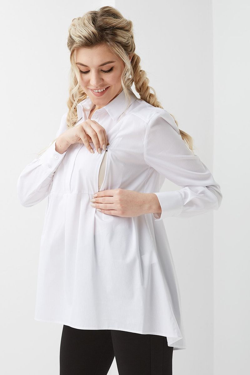 Сорочка для вагітних і годуючих біла