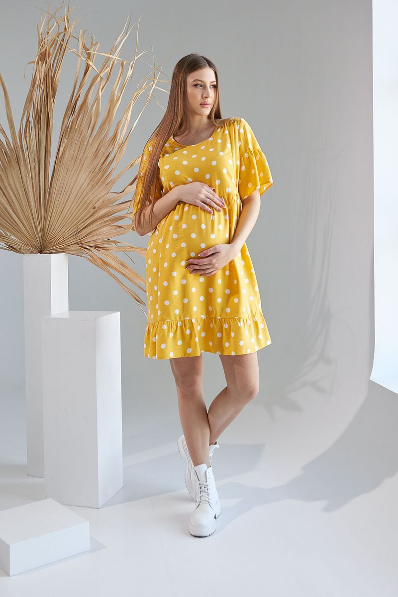 Платье для беременных и кормящих желтое