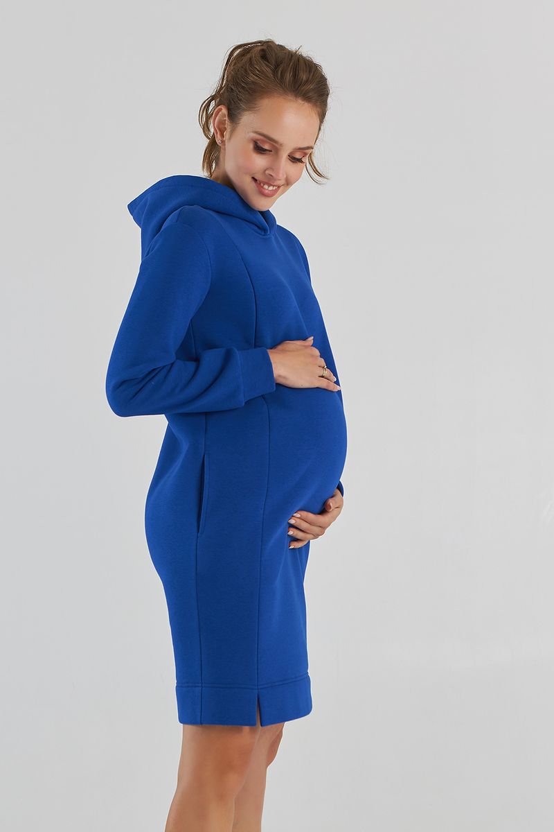 Сукня-худі для вагітних та годуючих на флісі електрик