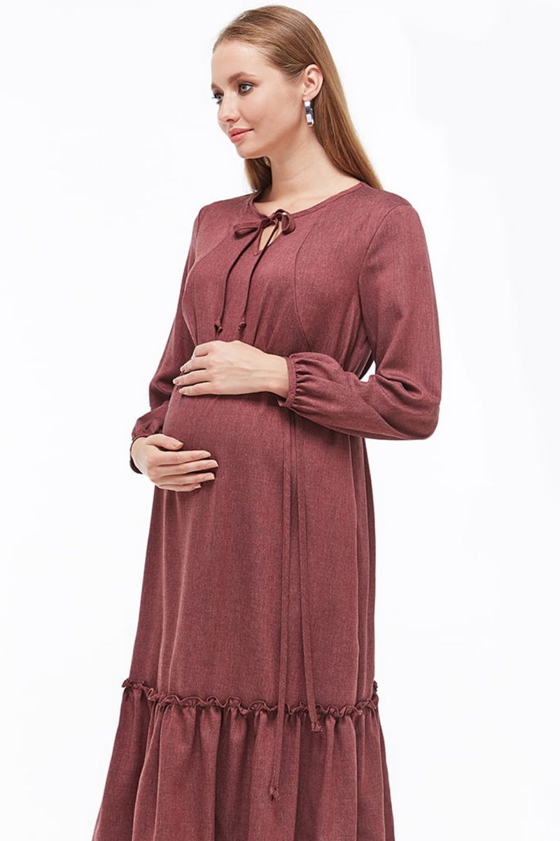 Платье для беременных и кормящих бордовое
