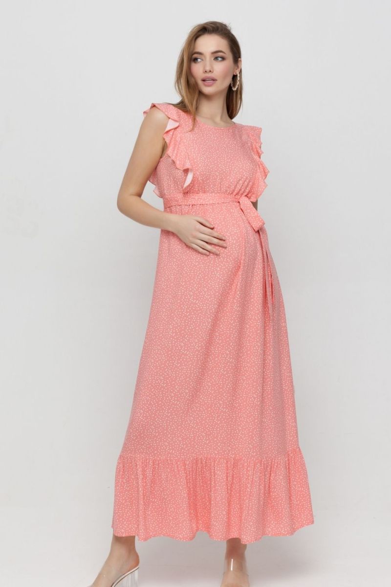 Платье для беременных и кормящих коралловое