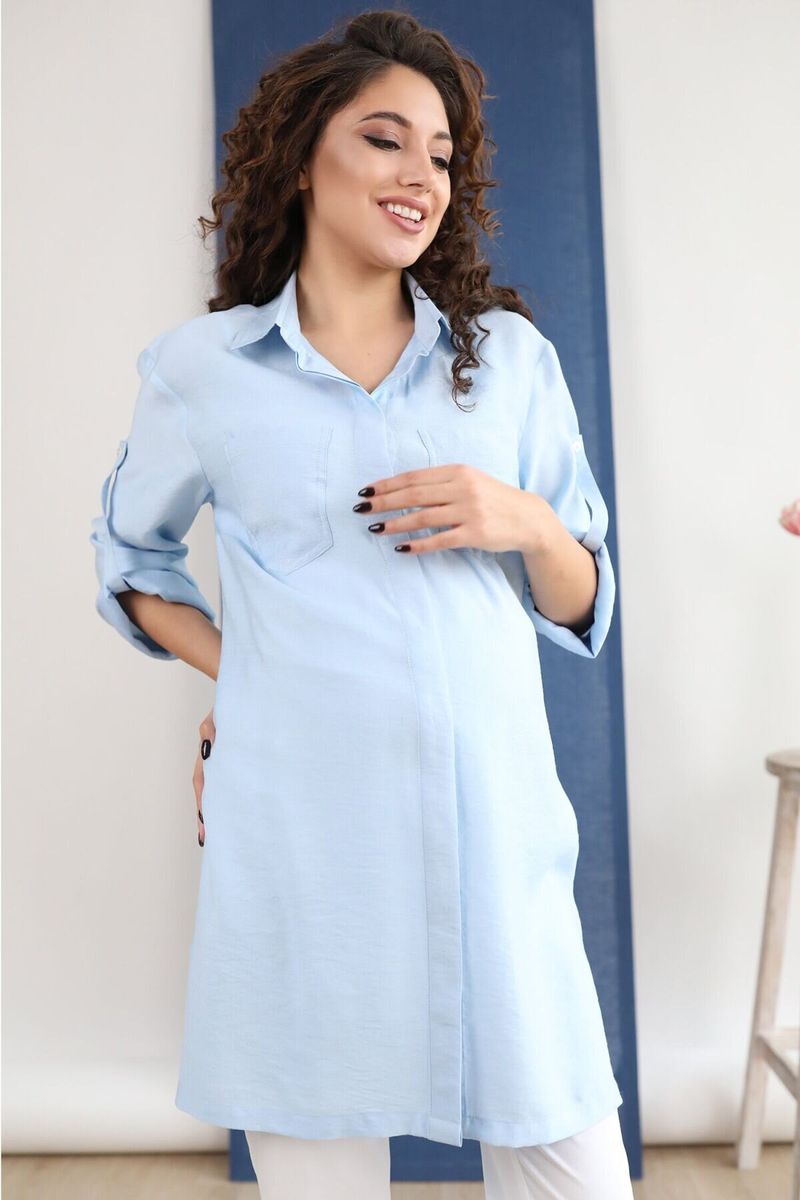 Блуза (рубашка) для вагітних блакитна