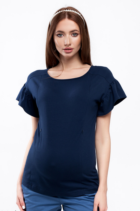 Блуза для беременных и кормящих синя