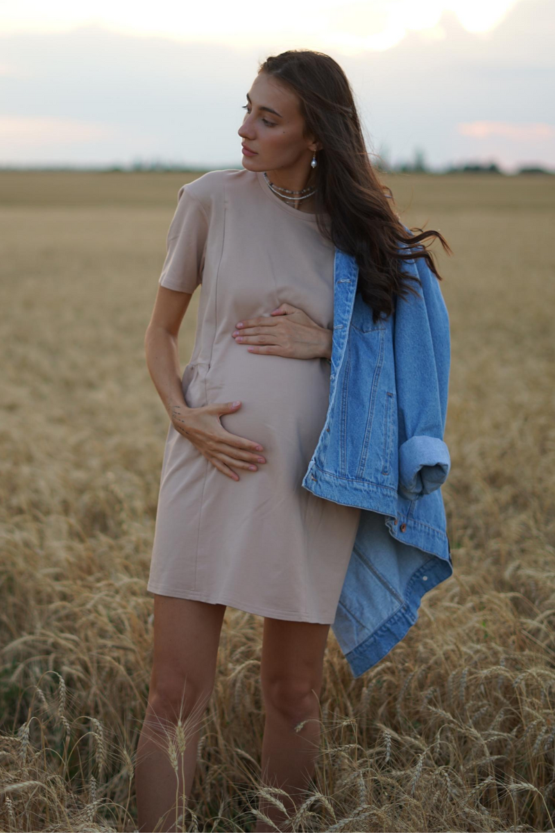 Сукня для вагітних і годуючих бежева