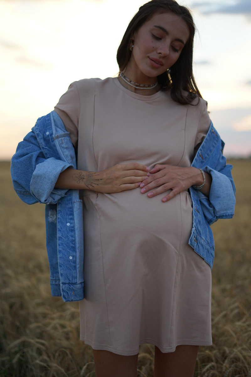 Сукня для вагітних і годуючих бежева